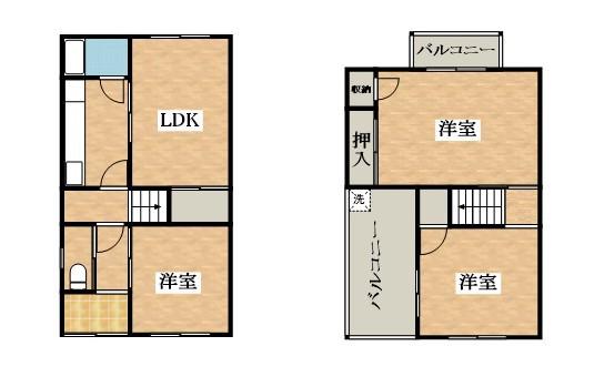 近鉄南大阪線 恵我ノ荘駅 徒歩13分 2階建 築47年(3DK)の間取り写真