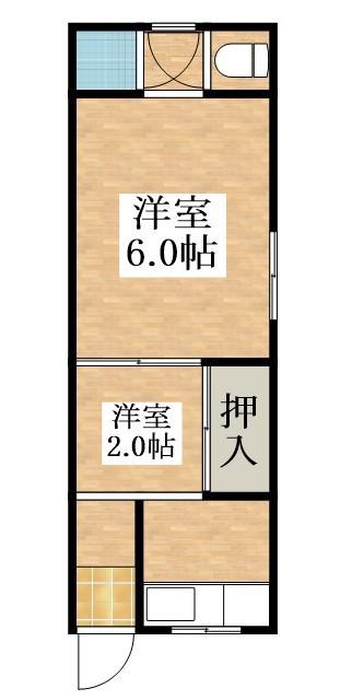 リバーハイツ東新町(2K/2階)の間取り写真