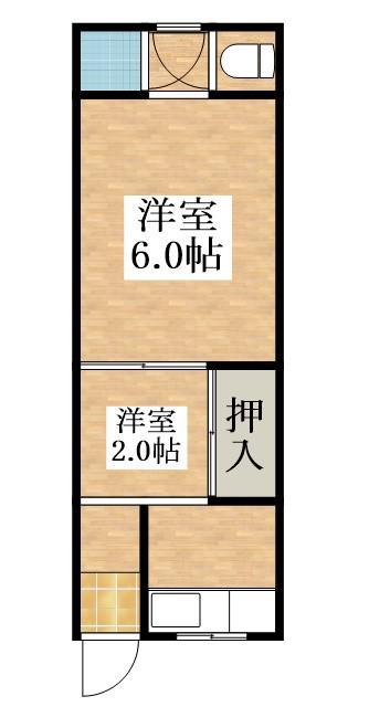 リバーハイツ東新町(2K/2階)の間取り写真