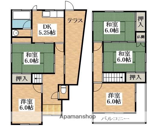 近鉄南大阪線 河内天美駅 徒歩15分 2階建 築47年(5DK)の間取り写真