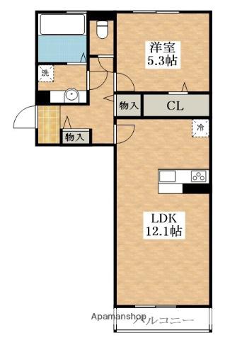 エレンシア(1LDK/2階)の間取り写真