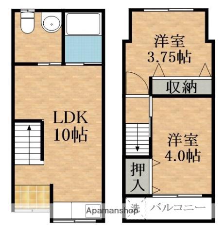 近鉄南大阪線 河内天美駅 徒歩11分 2階建 築61年(2LDK)の間取り写真