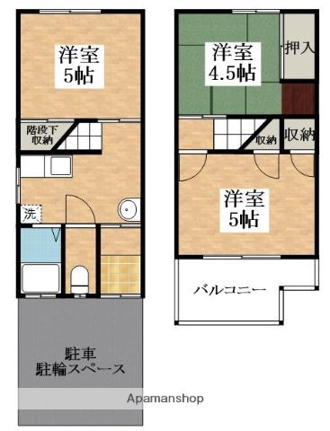 近鉄南大阪線 河内天美駅 徒歩6分 2階建 築55年(3K)の間取り写真
