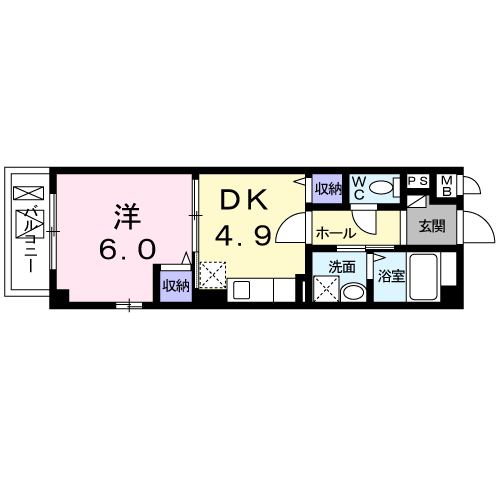 サンパティーク清隆(1DK/3階)の間取り写真
