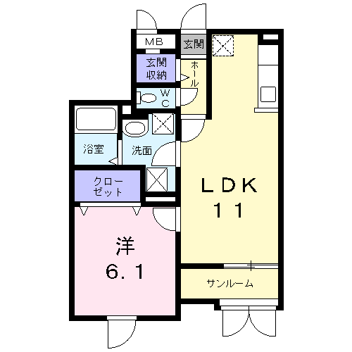 ソンネン シャイン エム(1LDK/1階)の間取り写真