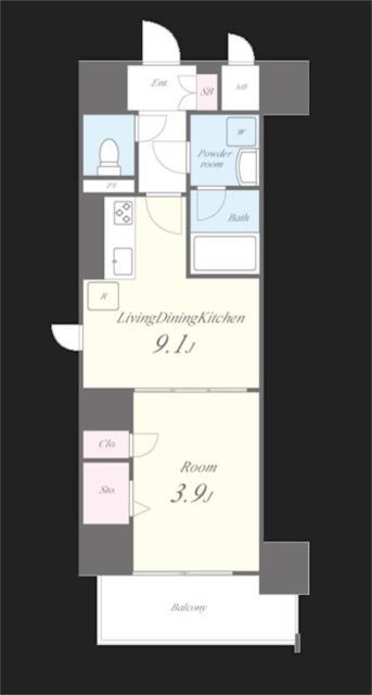 BROU上町台(1LDK/8階)の間取り写真