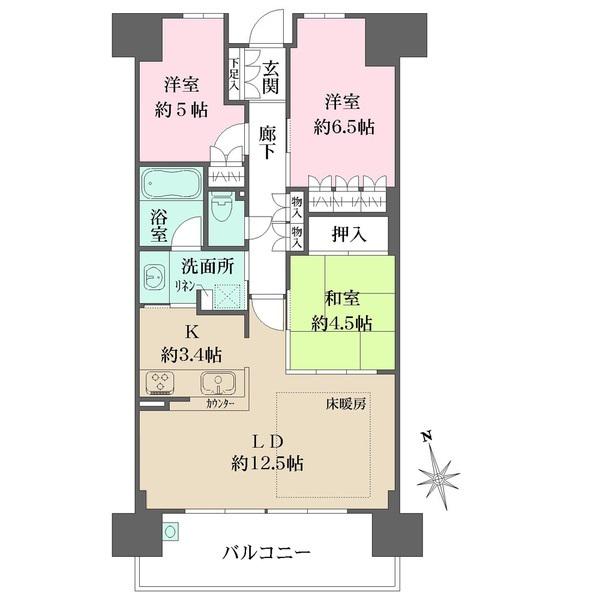 BELISTA夕陽ヶ丘(3LDK/5階)の間取り写真