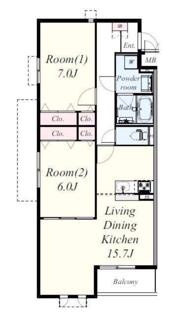グランデェール(2LDK/1階)の間取り写真