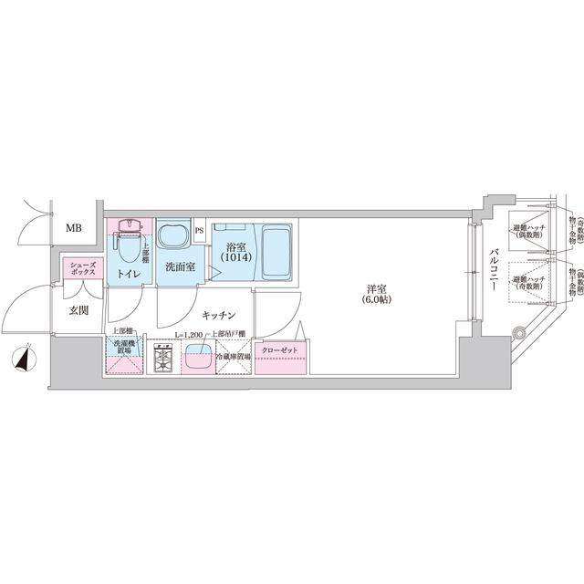 プレサンスブルーム東三国(1K/9階)の間取り写真