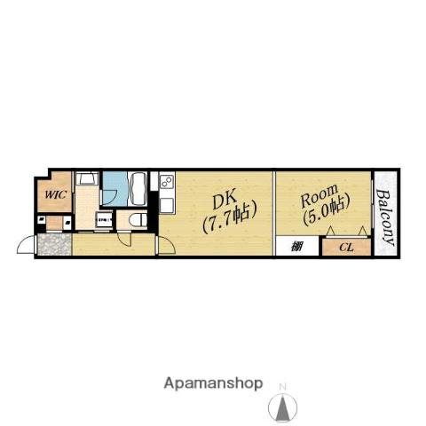 エスタジオ太子橋(1DK/2階)の間取り写真