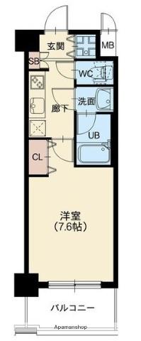 エスケーレジデンス城北(1K/1階)の間取り写真