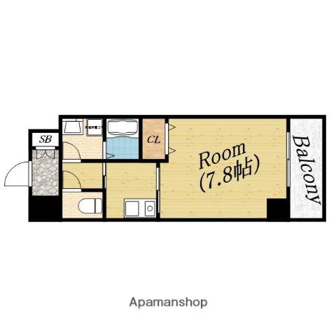 ラクラス高殿(1K/8階)の間取り写真