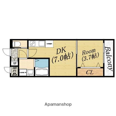 メルベージュ千林大宮(1DK/1階)の間取り写真
