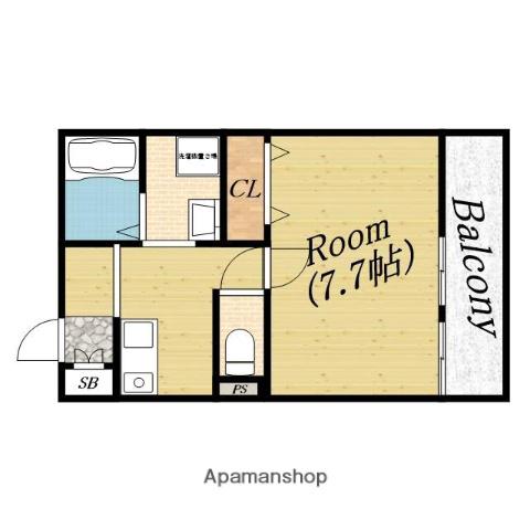 ノースキャッスル(1K/2階)の間取り写真