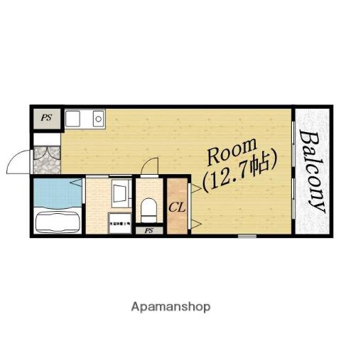 ノースキャッスル(ワンルーム/1階)の間取り写真