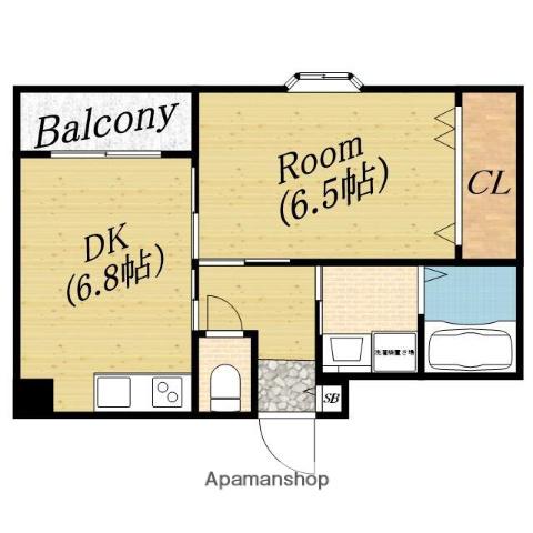 ラフォーレ千林2(1DK/4階)の間取り写真