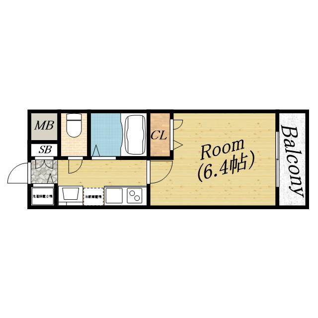 プレサンス城北公園アクアージュ(1K/2階)の間取り写真