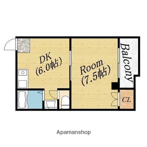 ライフハイツ中宮(1DK/1階)の間取り写真