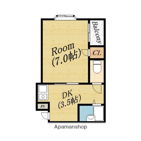 メゾンなごみ(1DK/2階)の間取り写真