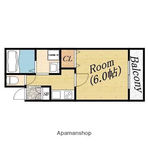 ハイグレード中宮Ⅰ(1K/3階)の間取り写真