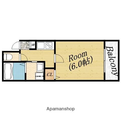 ハイグレード中宮Ⅱ(1K/3階)の間取り写真