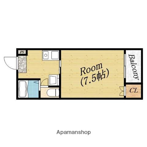 おしゃれ館公園前 ナカミヤⅡ(1K/2階)の間取り写真