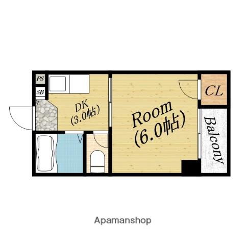 太子橋グリーンハイツ(1DK/3階)の間取り写真