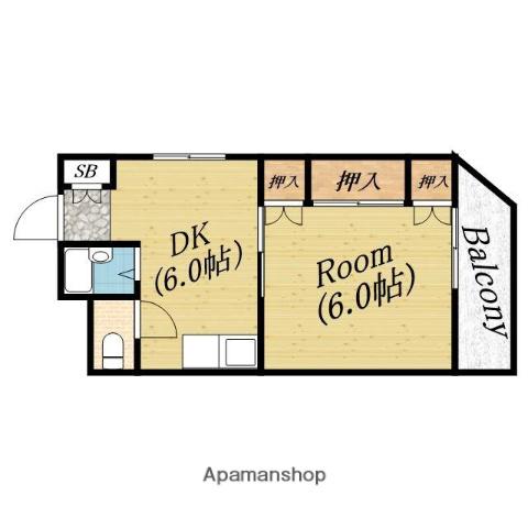 グリーンハイツ(1DK/3階)の間取り写真