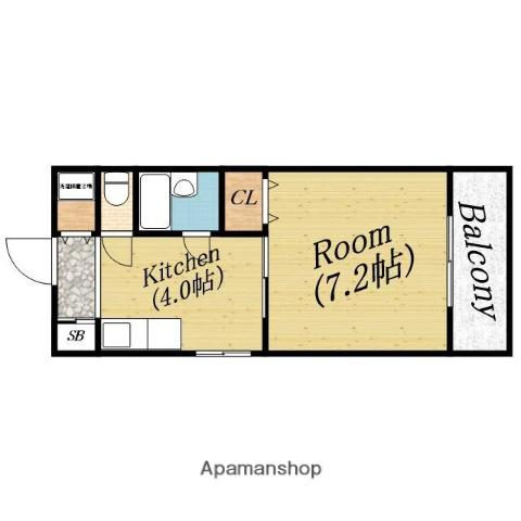 小鳥ハイツ(1K/3階)の間取り写真
