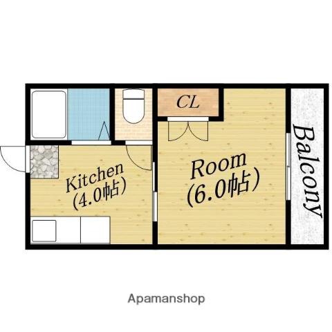 シティハイムエスポワール(1DK/2階)の間取り写真