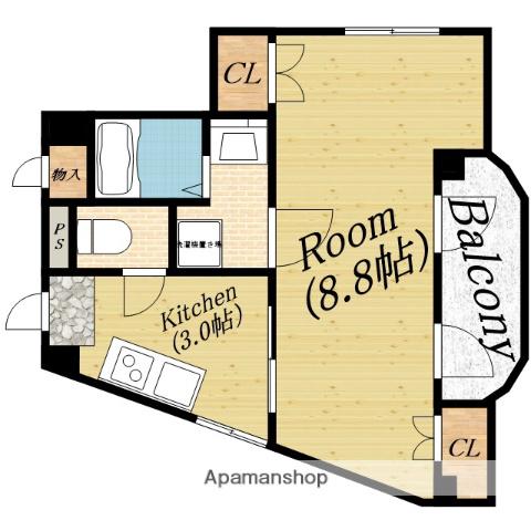 メゾンドリベルテⅢ(1K/2階)の間取り写真