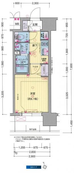 プレサンス大国町ブライス(1K/13階)の間取り写真
