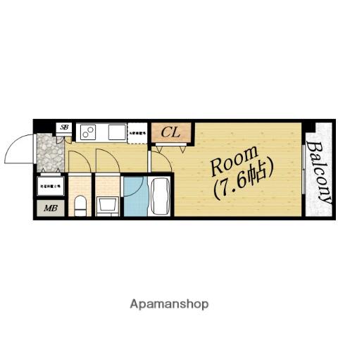 ラドゥセール城北(1K/1階)の間取り写真