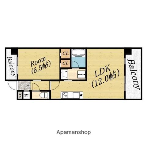 フェルム城北公園(1LDK/7階)の間取り写真