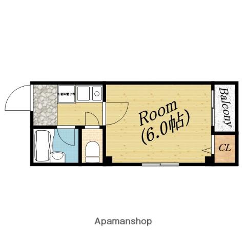 ルゼロ2(1K/2階)の間取り写真