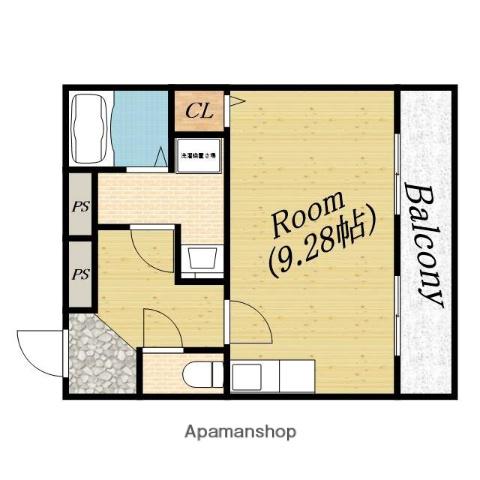 ドリームアサヒ(ワンルーム/2階)の間取り写真