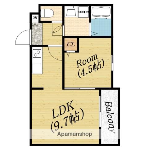 ベル升美(1LDK/2階)の間取り写真