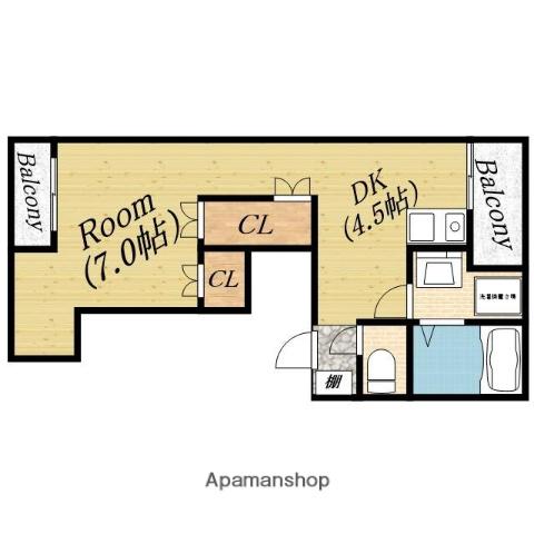 やまさコート今市(1DK/4階)の間取り写真