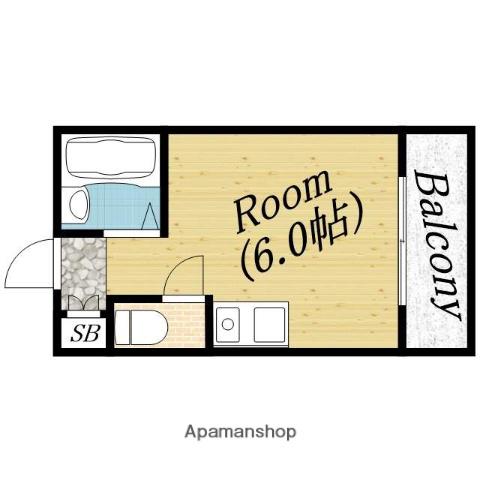 インターナショナル高殿(ワンルーム/5階)の間取り写真