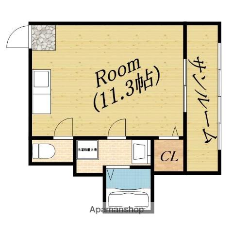 ヴィラナリー清水(ワンルーム/2階)の間取り写真