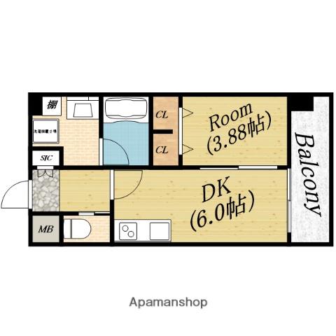 プレジオ関目(1DK/11階)の間取り写真
