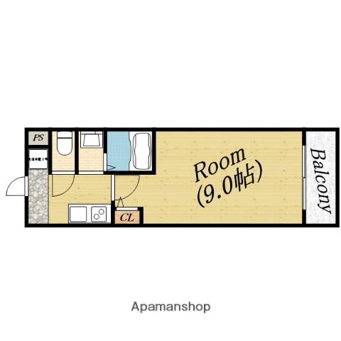 グランデール(1K/4階)の間取り写真