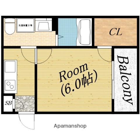 シエル高殿(1K/2階)の間取り写真