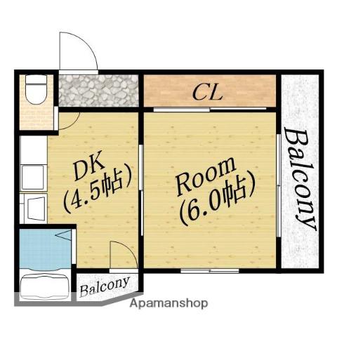 川庄ハイツ(1DK/3階)の間取り写真