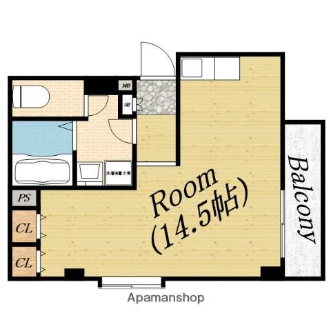 マンションアップル(ワンルーム/3階)の間取り写真