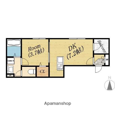 ハーモニーテラス新森(1DK/1階)の間取り写真