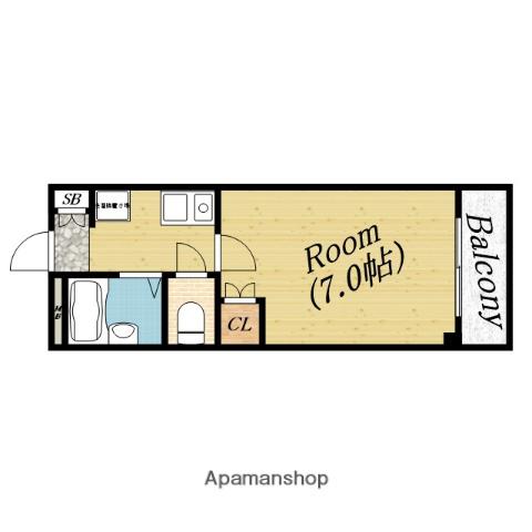 グリーンヴィラ森小路(1K/2階)の間取り写真