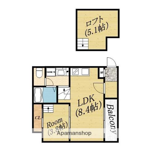 PRIME CORUT(1LDK/2階)の間取り写真