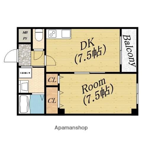 サンフローラ清水(1DK/3階)の間取り写真