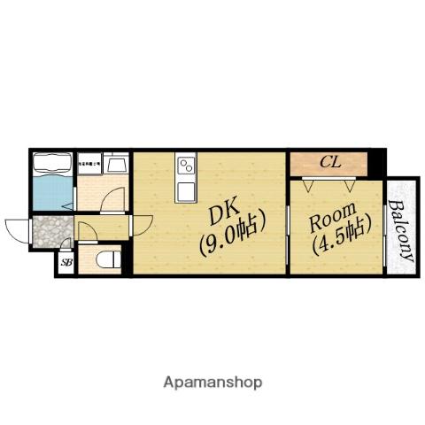 ドゥエリング森小路(1LDK/1階)の間取り写真